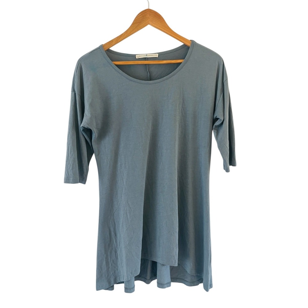 Peruvian Connection Wool Blend Tunic Top Womens Size S 3/4 Sleeve Hi Low Hem